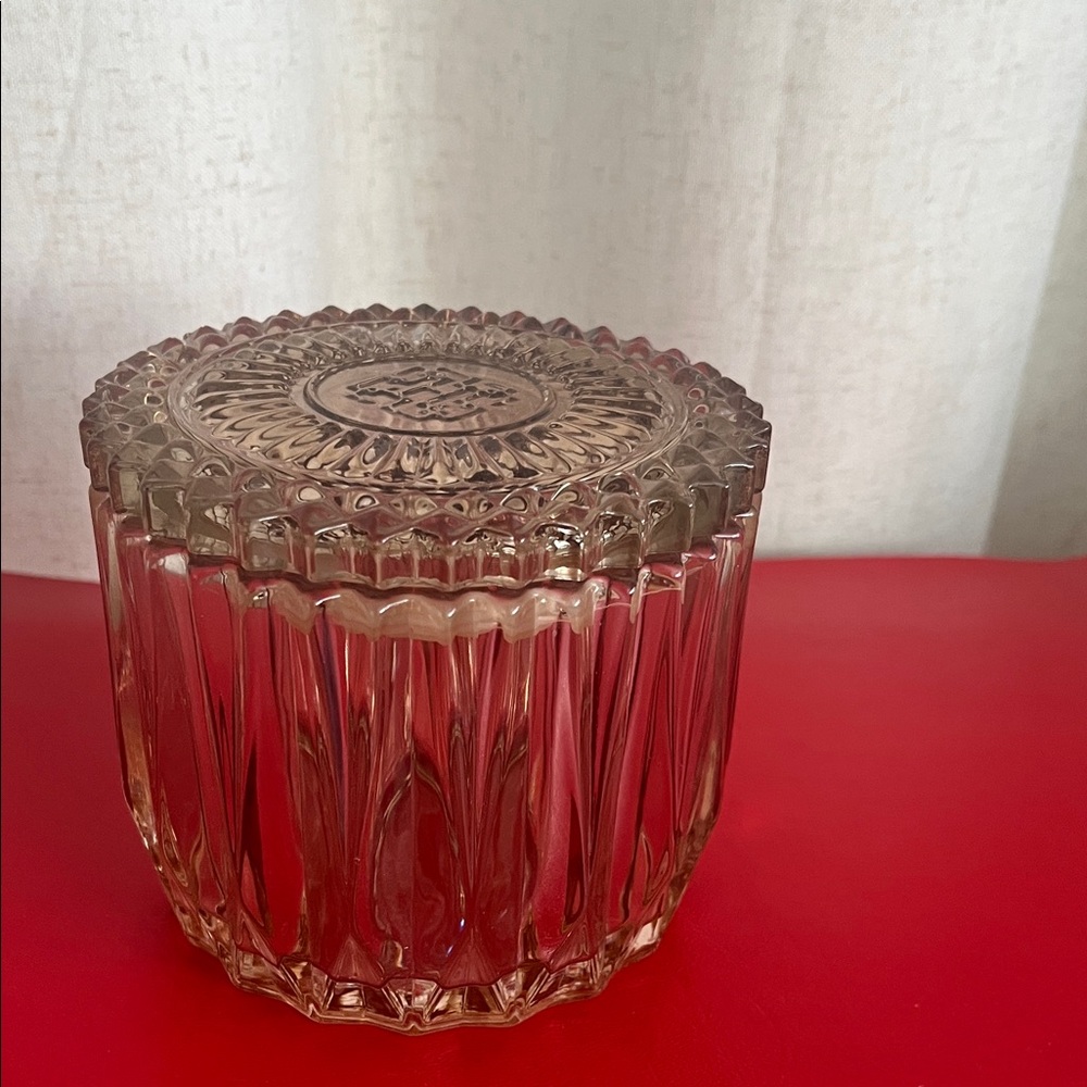 Vintage Amethyst Deckelgefäß | Farbiges Glas Dekor | Boho Hollywood Regency